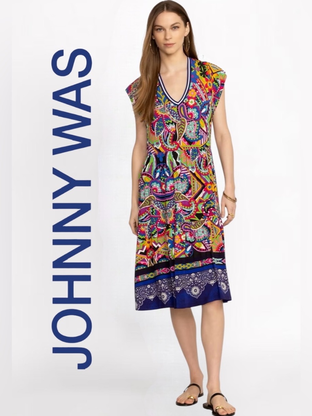 Johnny Was • NWOT The Janie Favorite Tiered Tea Length Dress || Small